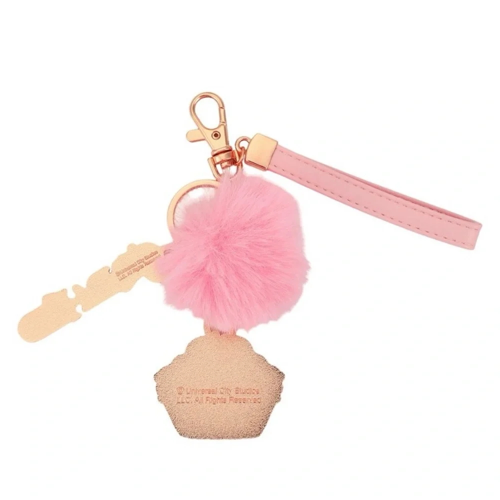 Wicked Glinda Pink Keychain with Pom Pom and Charm NWT same day ship (: